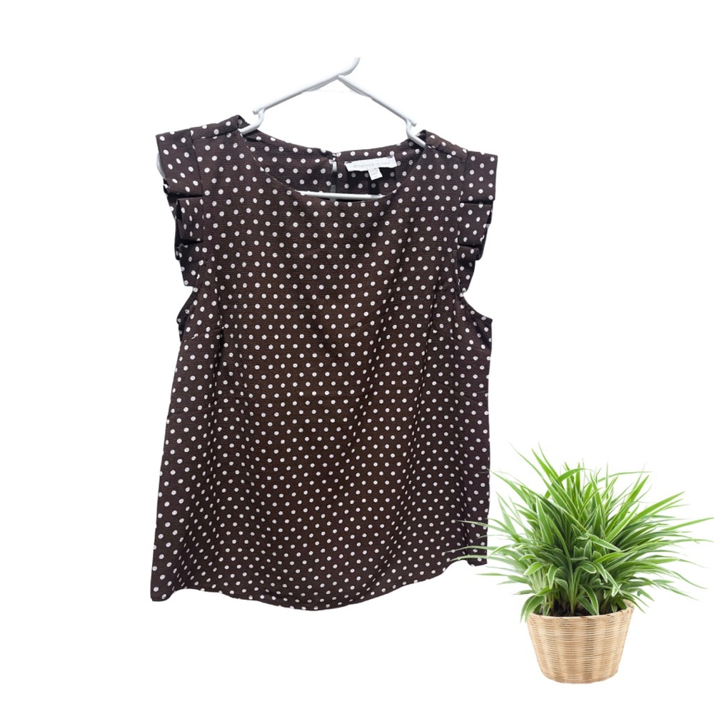 Monteau Brown Polka Dot Blouse